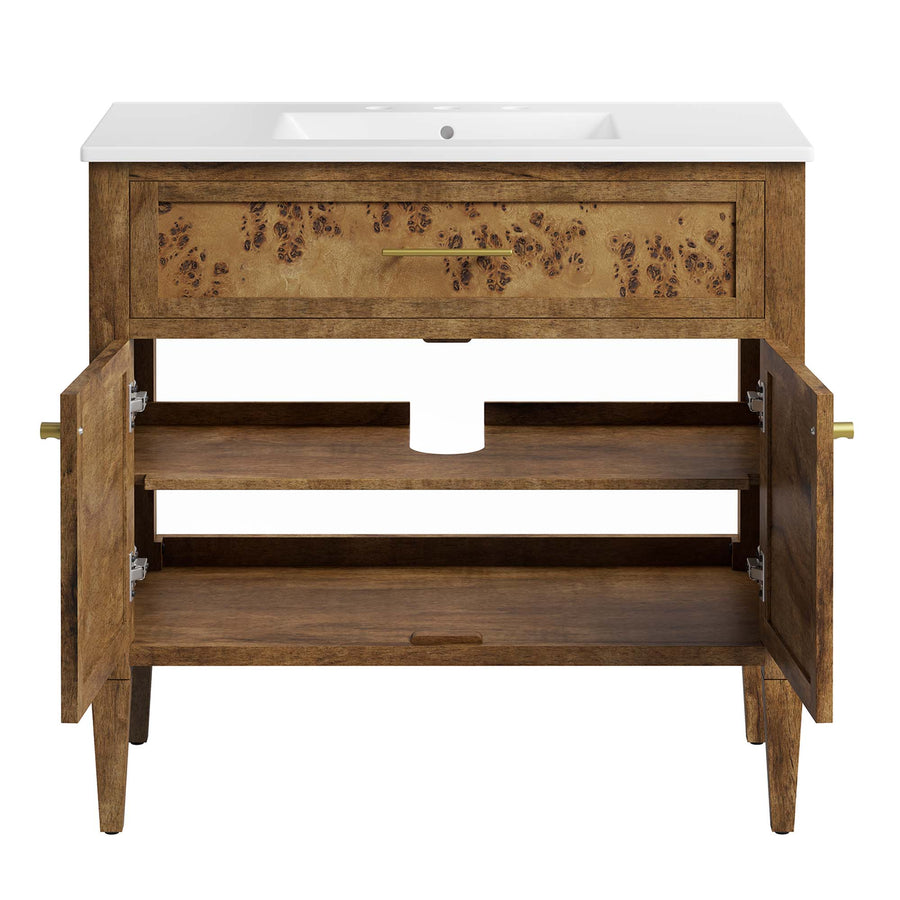 Onyx 36" Wood Bathroom Vanity in White Brown