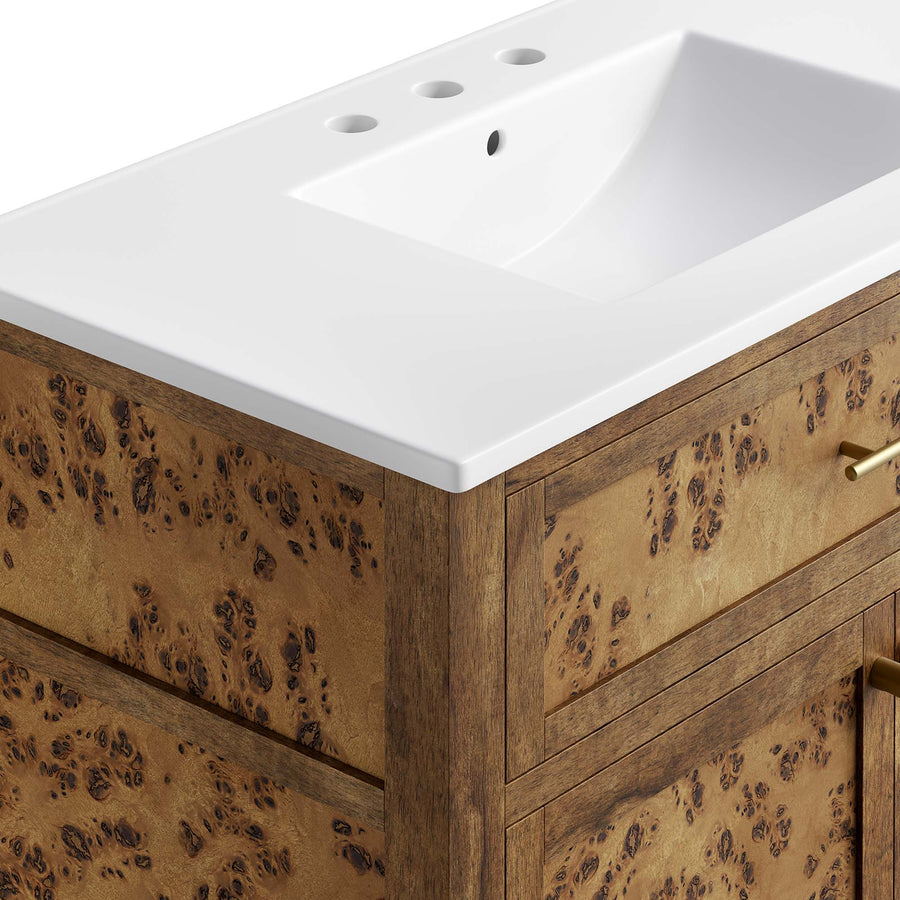 Onyx 36" Wood Bathroom Vanity in White Brown