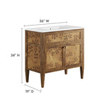 Onyx 36" Wood Bathroom Vanity in White Brown
