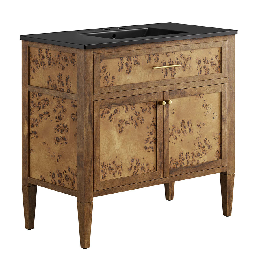 Onyx 36" Wood Bathroom Vanity in Black Brown