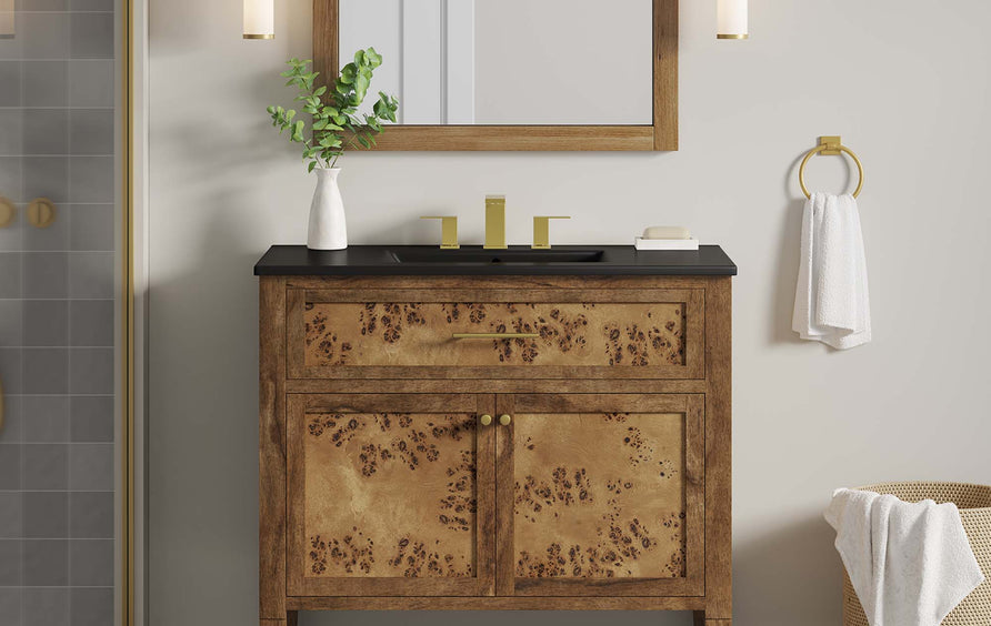 Onyx 36" Wood Bathroom Vanity in Black Brown