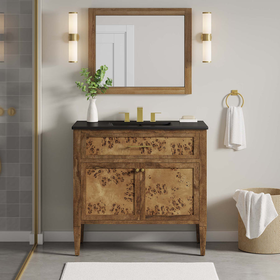 Onyx 36" Wood Bathroom Vanity in Black Brown