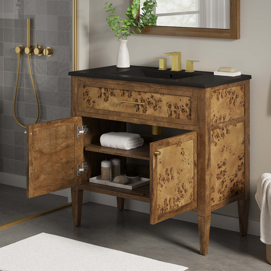 Onyx 36" Wood Bathroom Vanity in Black Brown