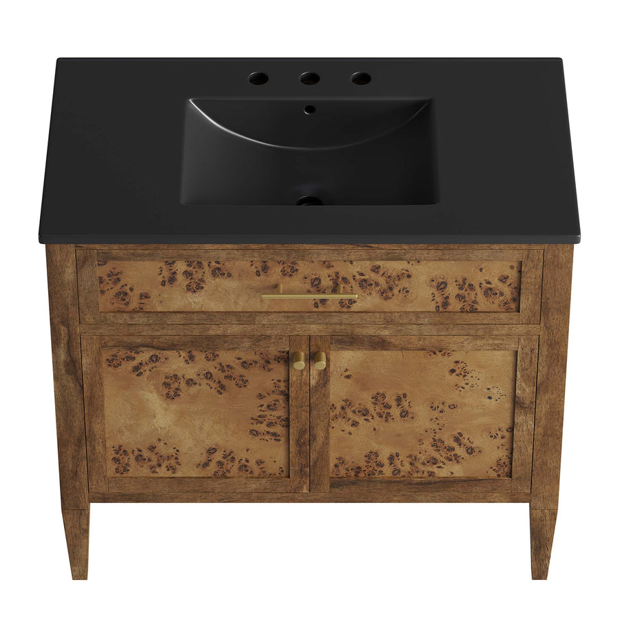 Onyx 36" Wood Bathroom Vanity in Black Brown