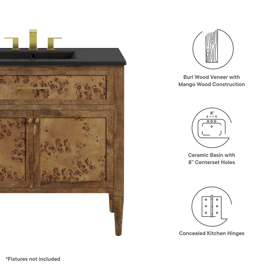 Onyx 36" Wood Bathroom Vanity in Black Brown