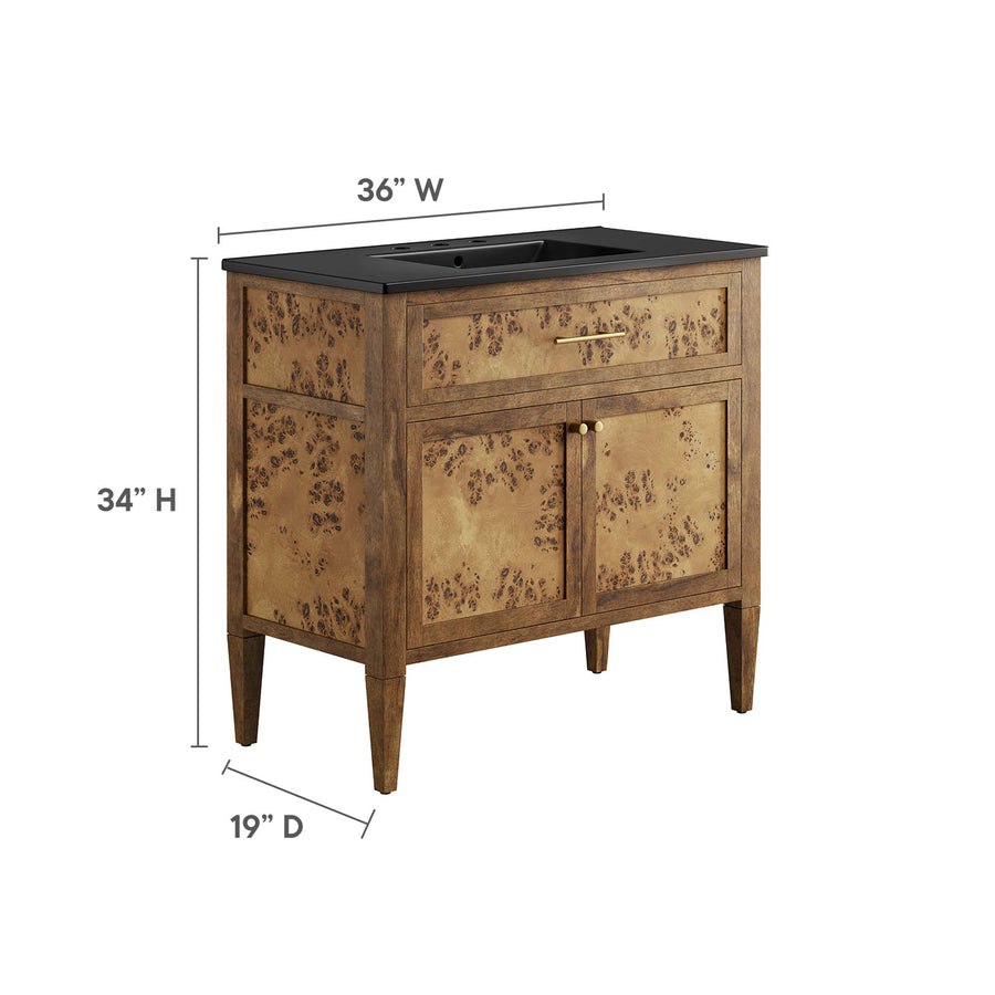 Onyx 36" Wood Bathroom Vanity in Black Brown