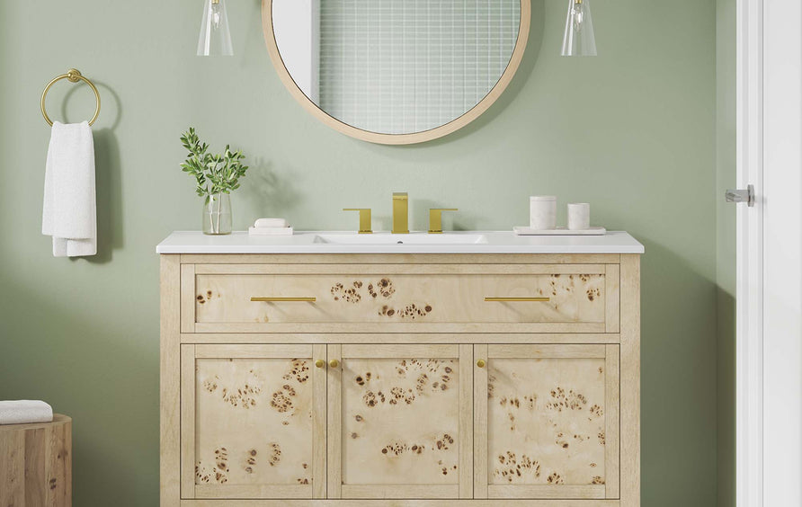 Onyx 48" Wood Single Sink Bathroom Vanity in White Burl