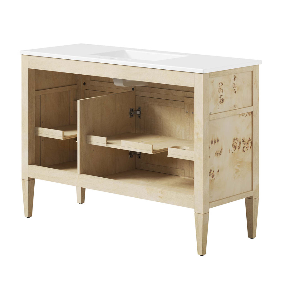 Onyx 48" Wood Single Sink Bathroom Vanity in White Burl