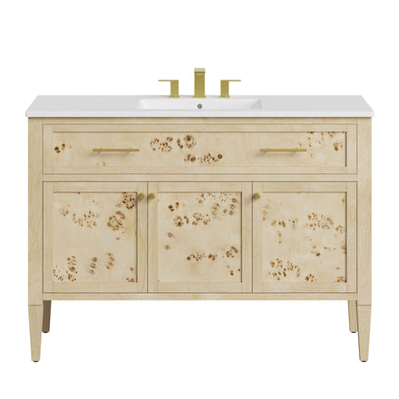 Elysian 48" Wood Single Sink Bathroom Vanity in White Burl