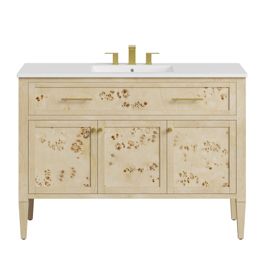 Onyx 48" Wood Single Sink Bathroom Vanity in White Burl