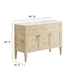 Onyx 48" Wood Single Sink Bathroom Vanity in White Burl