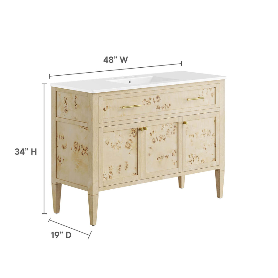 Onyx 48" Wood Single Sink Bathroom Vanity in White Burl