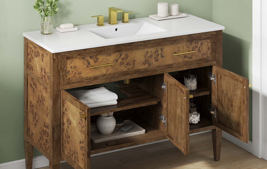 Onyx 48" Wood Single Sink Bathroom Vanity in White Brown