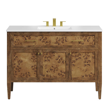 Elysian 48" Wood Single Sink Bathroom Vanity in White Brown