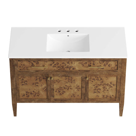 Elysian 48" Wood Single Sink Bathroom Vanity in White Brown