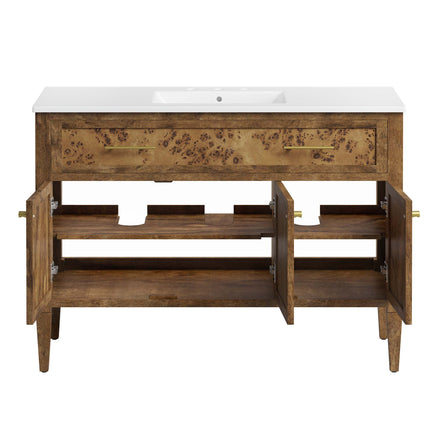 Elysian 48" Wood Single Sink Bathroom Vanity in White Brown