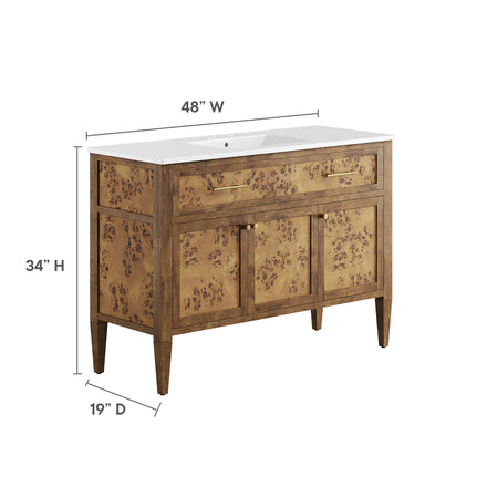 Elysian 48" Wood Single Sink Bathroom Vanity in White Brown