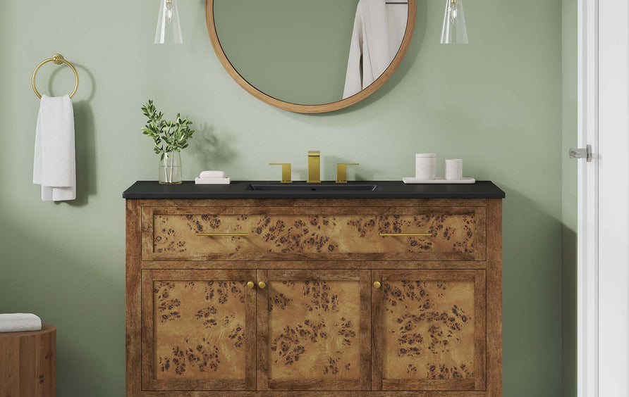 Onyx 48" Wood Single Sink Bathroom Vanity in Black Brown
