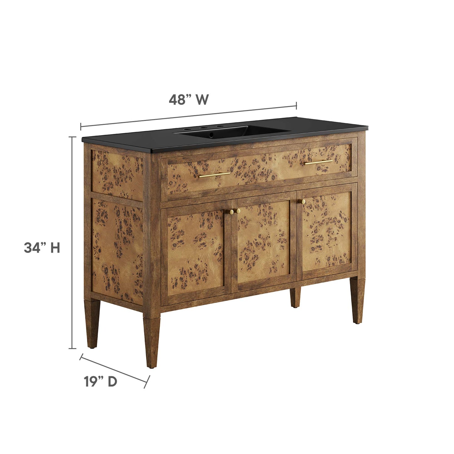 Elysian 48" Wood Single Sink Bathroom Vanity by Furniture For America