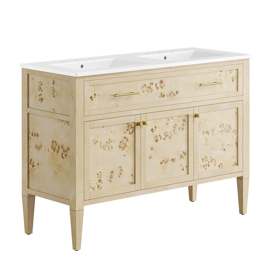 Onyx 48" Double Sink Bathroom Vanity in Burl