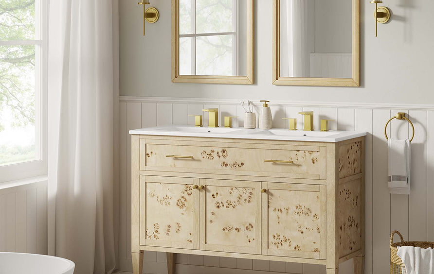 Onyx 48" Double Sink Bathroom Vanity in Burl