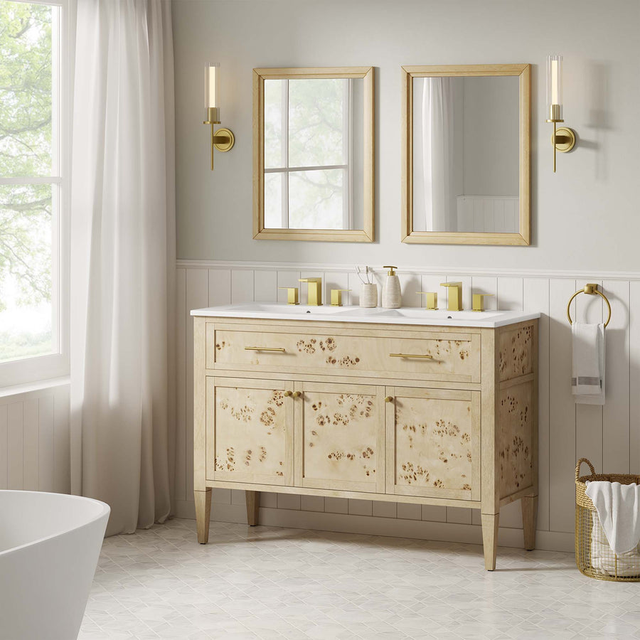 Onyx 48" Double Sink Bathroom Vanity in Burl