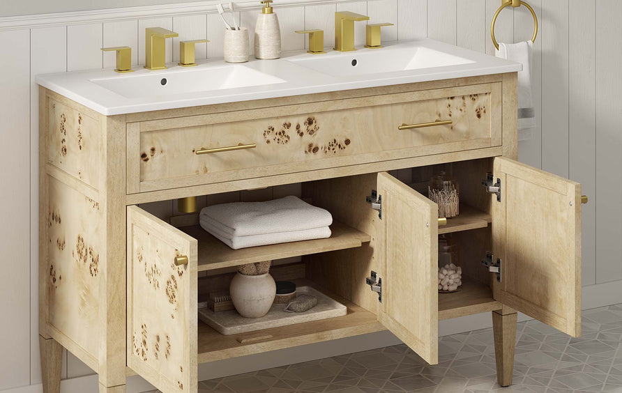 Onyx 48" Double Sink Bathroom Vanity in Burl