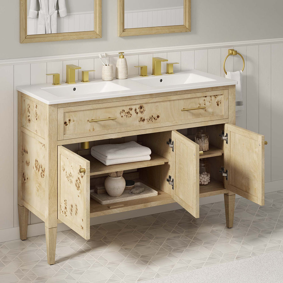 Onyx 48" Double Sink Bathroom Vanity in Burl