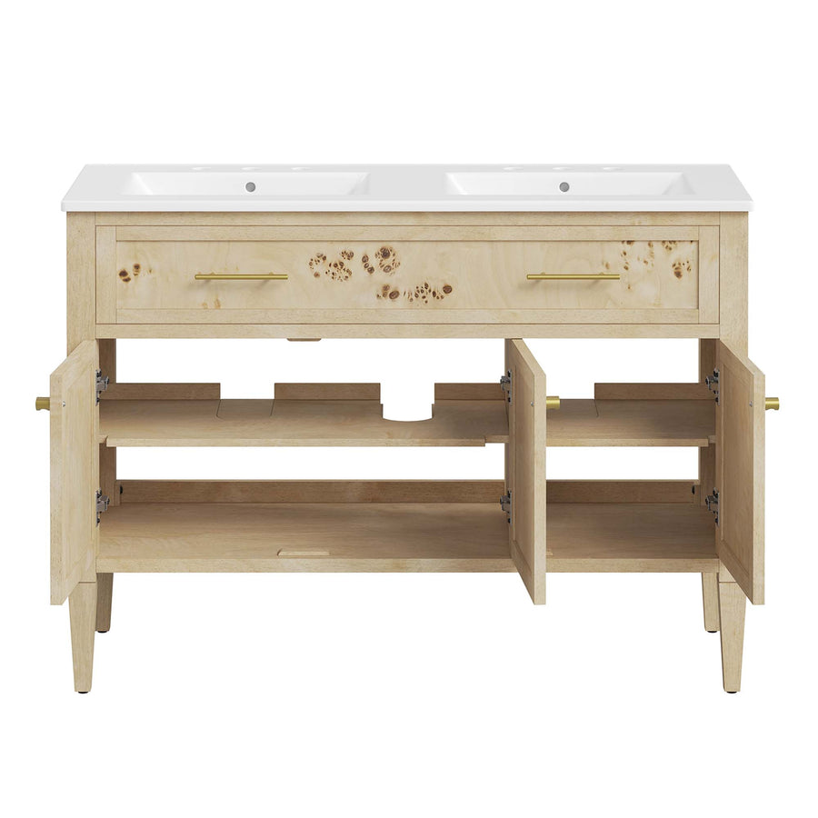 Onyx 48" Double Sink Bathroom Vanity in Burl