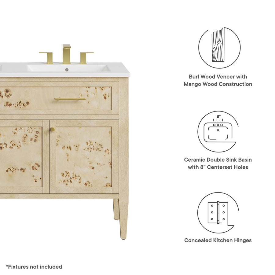 Onyx 48" Double Sink Bathroom Vanity in Burl