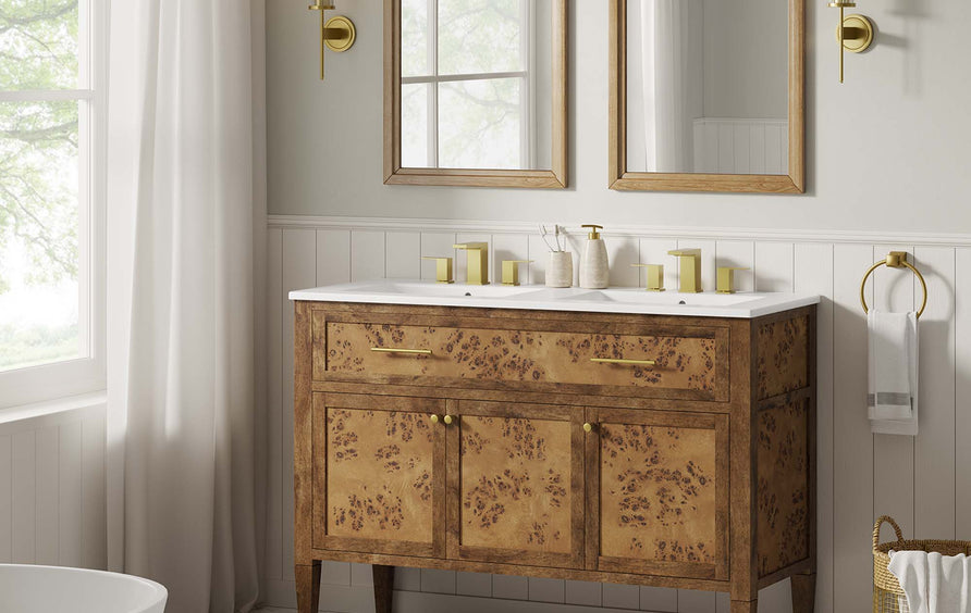 Onyx 48" Wood Double Sink Bathroom Vanity in White Brown