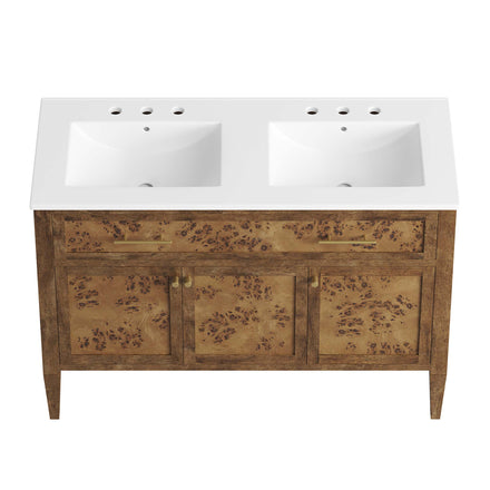 Elysian 48" Wood Double Sink Bathroom Vanity in White Brown