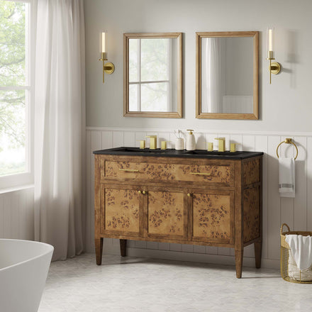 Elysian 48" Wood Double Sink Bathroom Vanity in Black Brown