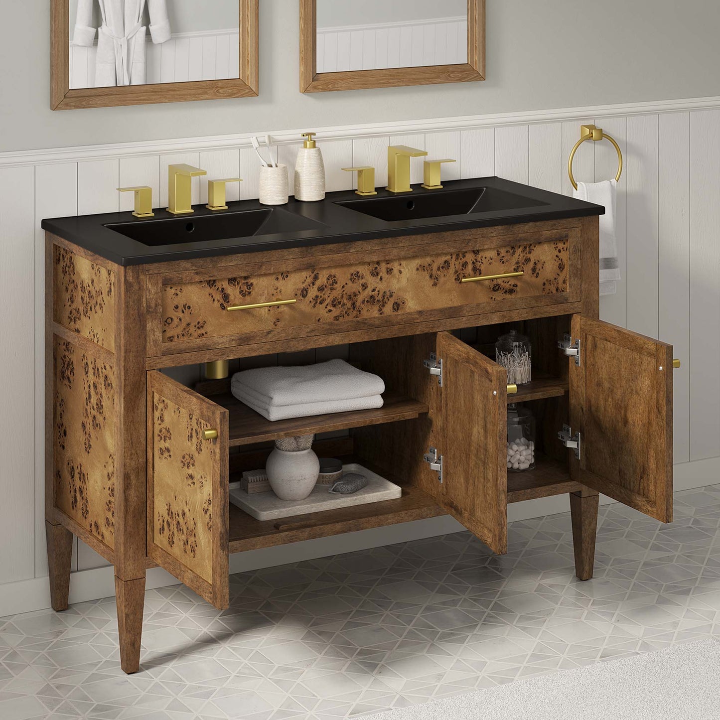 Elysian 48" Wood Double Sink Bathroom Vanity by Furniture For America
