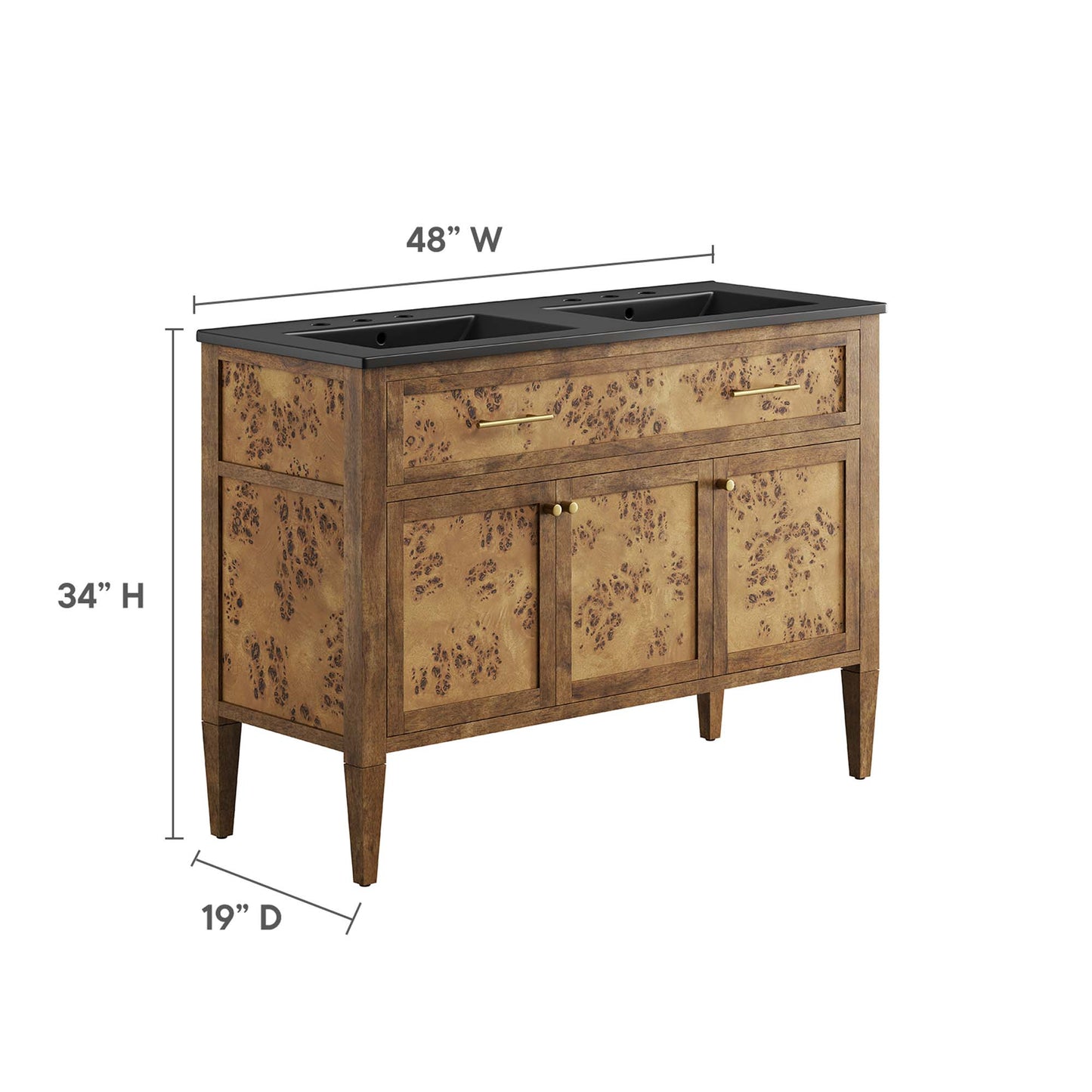 Elysian 48" Wood Double Sink Bathroom Vanity by Furniture For America