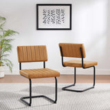 Flam Vegan Leather Dining Side Chairs Set of 2 in Black Tan