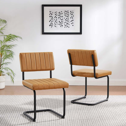 Parity Vegan Leather Dining Side Chairs Set of 2 by Furniture For America