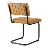 Flam Vegan Leather Dining Side Chairs Set of 2 in Black Tan