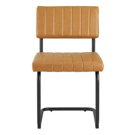 Parity Vegan Leather Dining Side Chairs Set of 2 in Black Tan