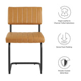 Flam Vegan Leather Dining Side Chairs Set of 2 in Black Tan