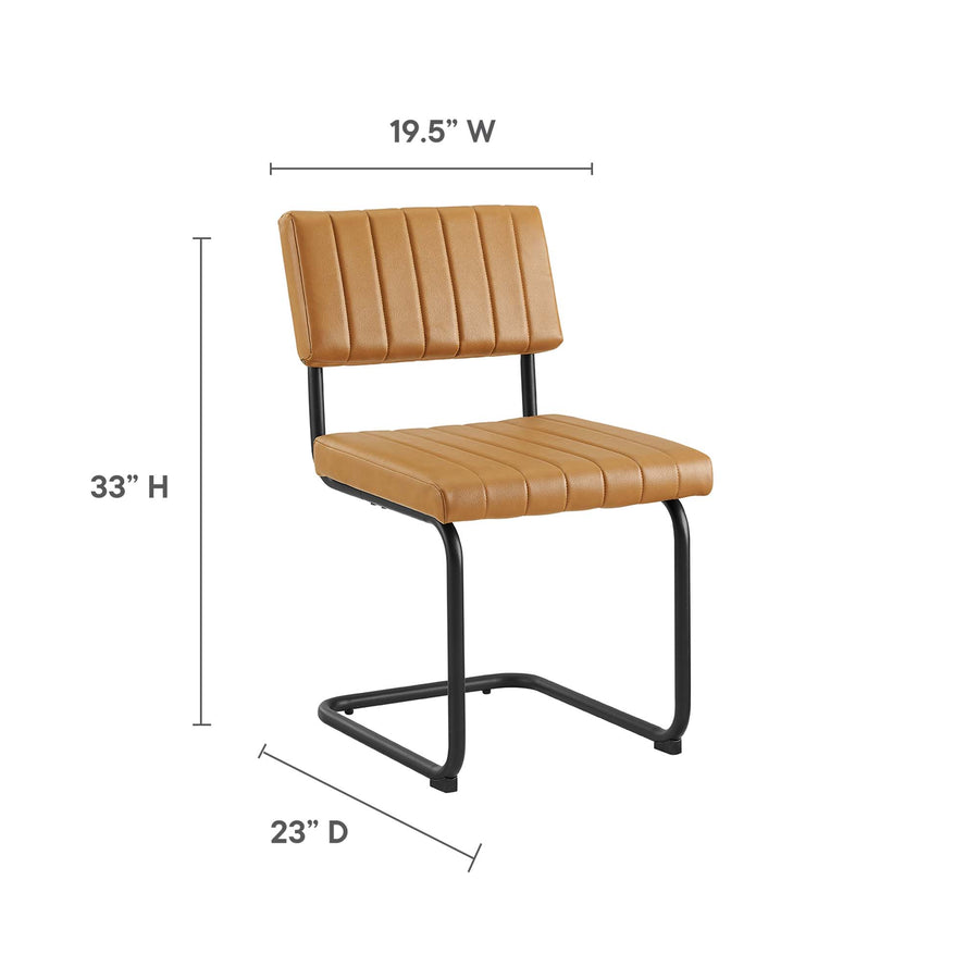 Flam Vegan Leather Dining Side Chairs Set of 2 in Black Tan