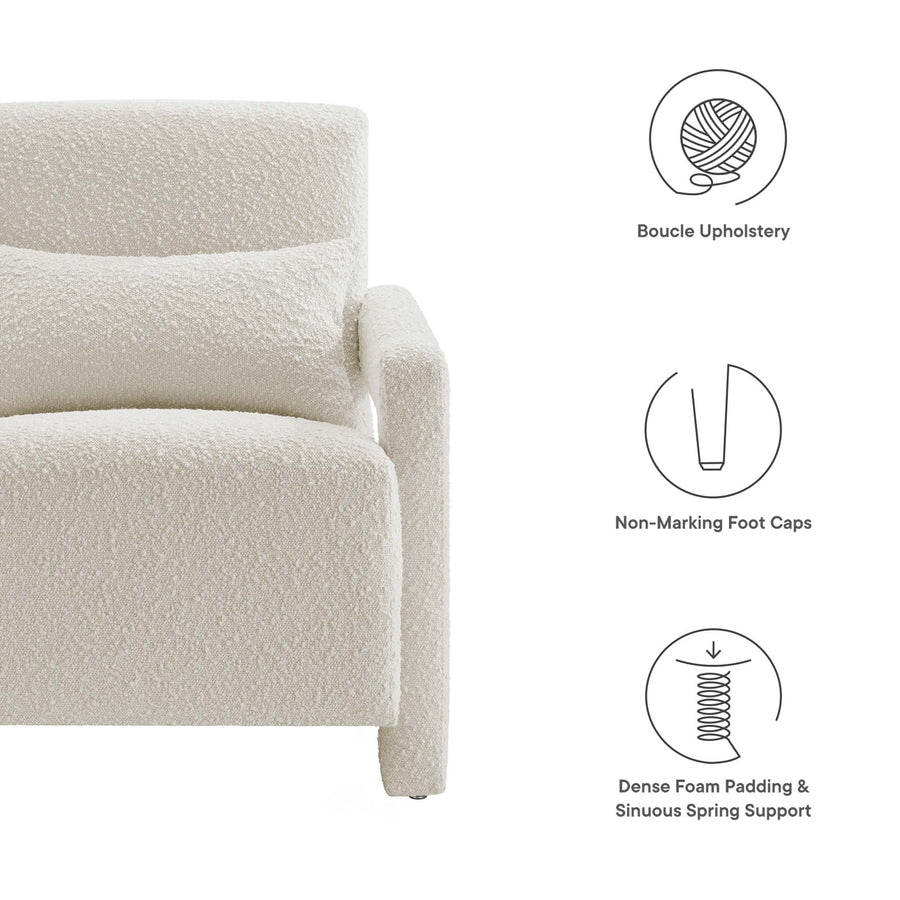 Potes Boucle Upholstered Armchair in Ivory