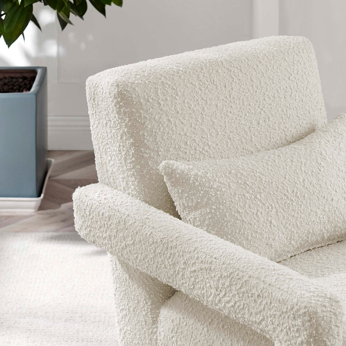 Mirage Boucle Upholstered Armchair in Ivory