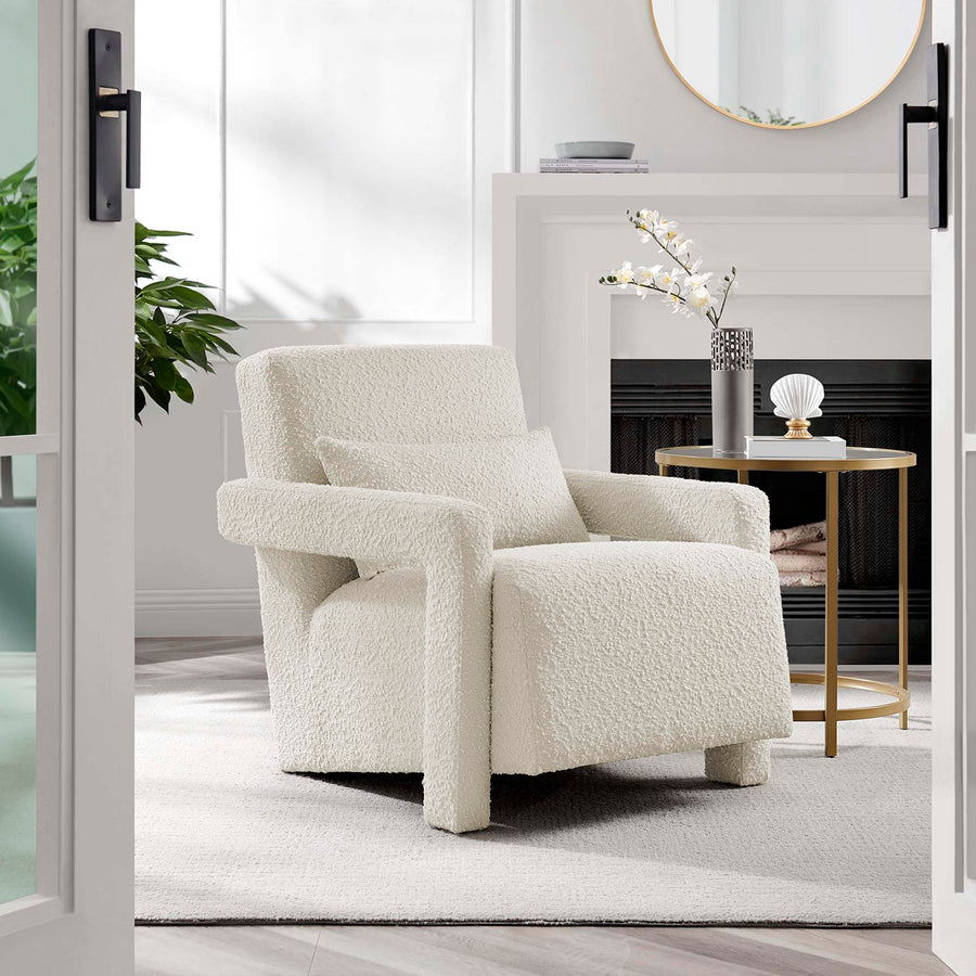Potes Boucle Upholstered Armchair in Ivory