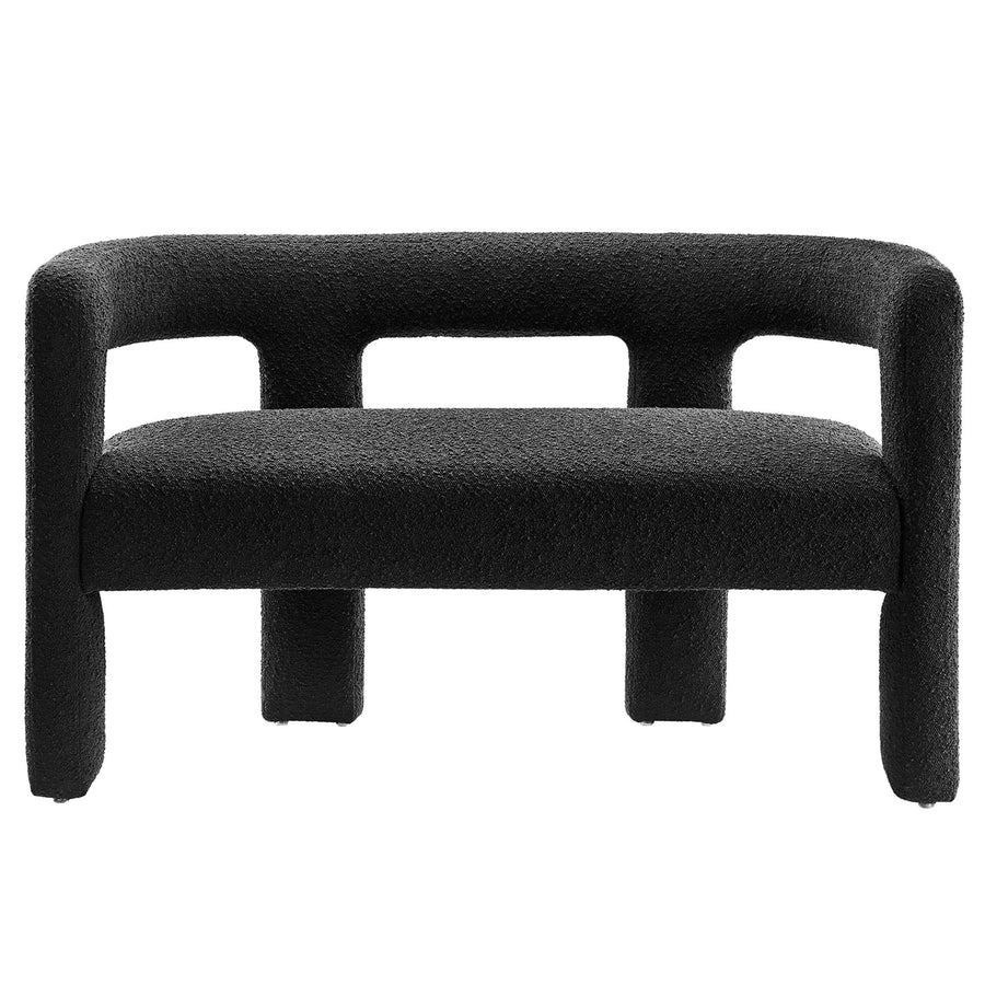 Cael Boucle Upholstered Loveseat in Black