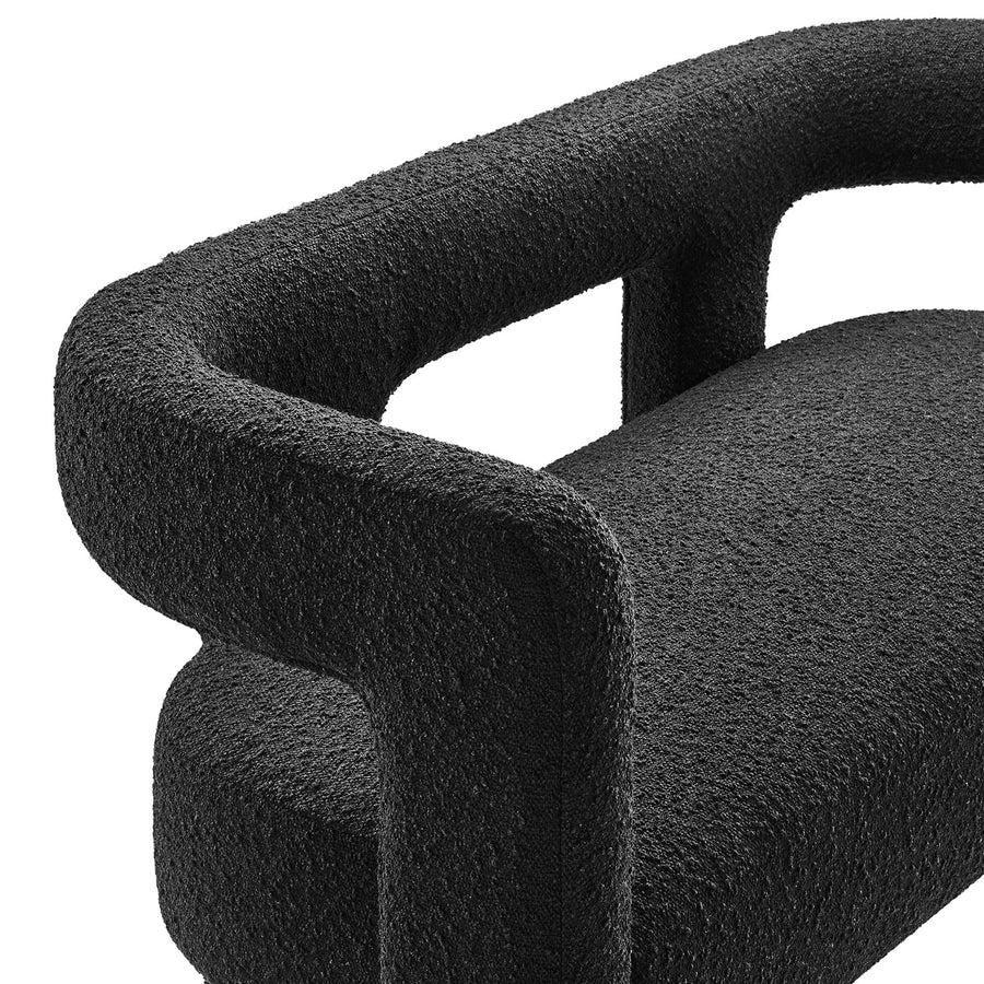 Cael Boucle Upholstered Loveseat in Black