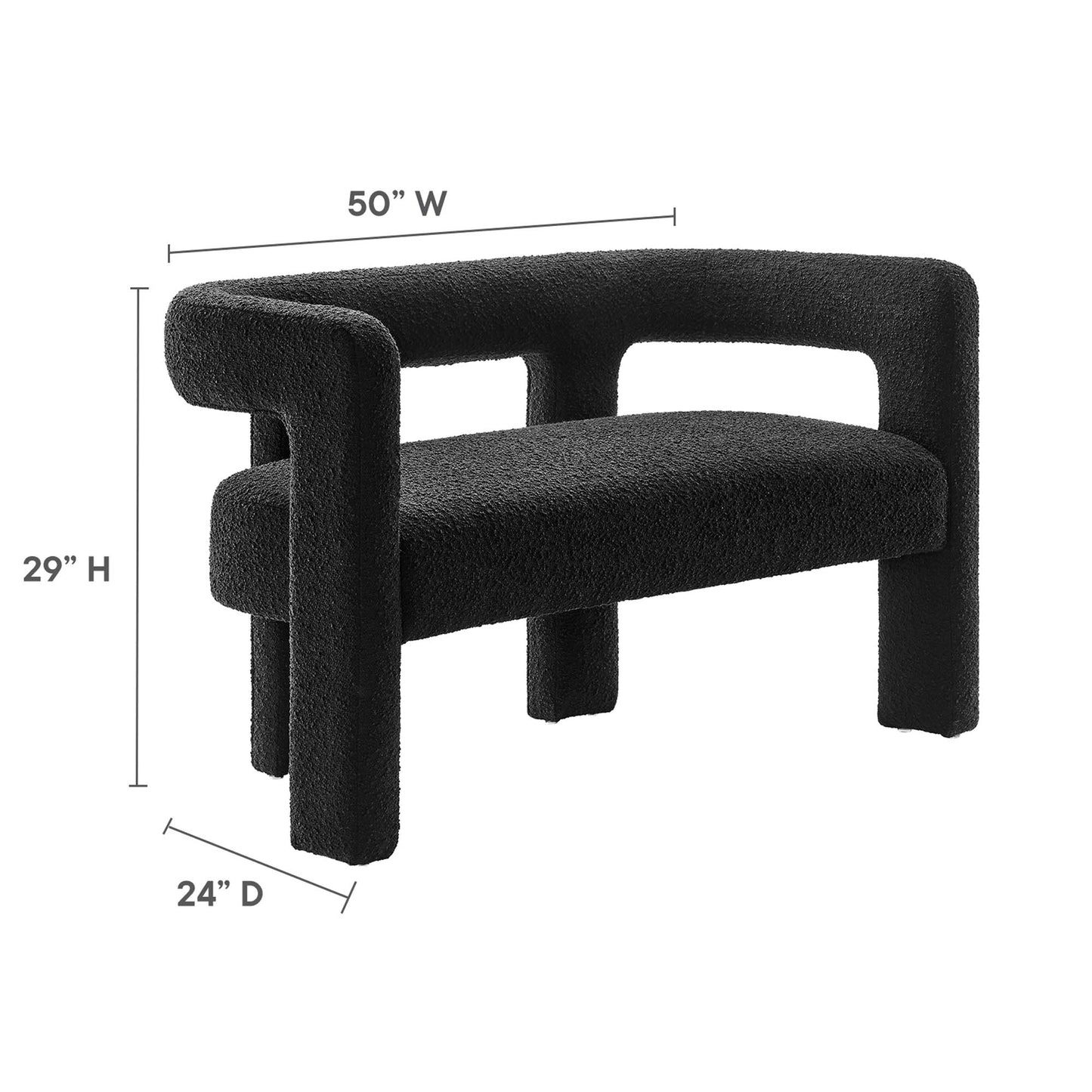 Cael Boucle Upholstered Loveseat in Black