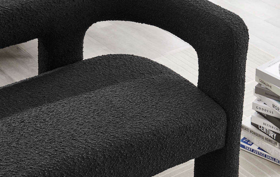 Cael Boucle Upholstered Loveseat in Black