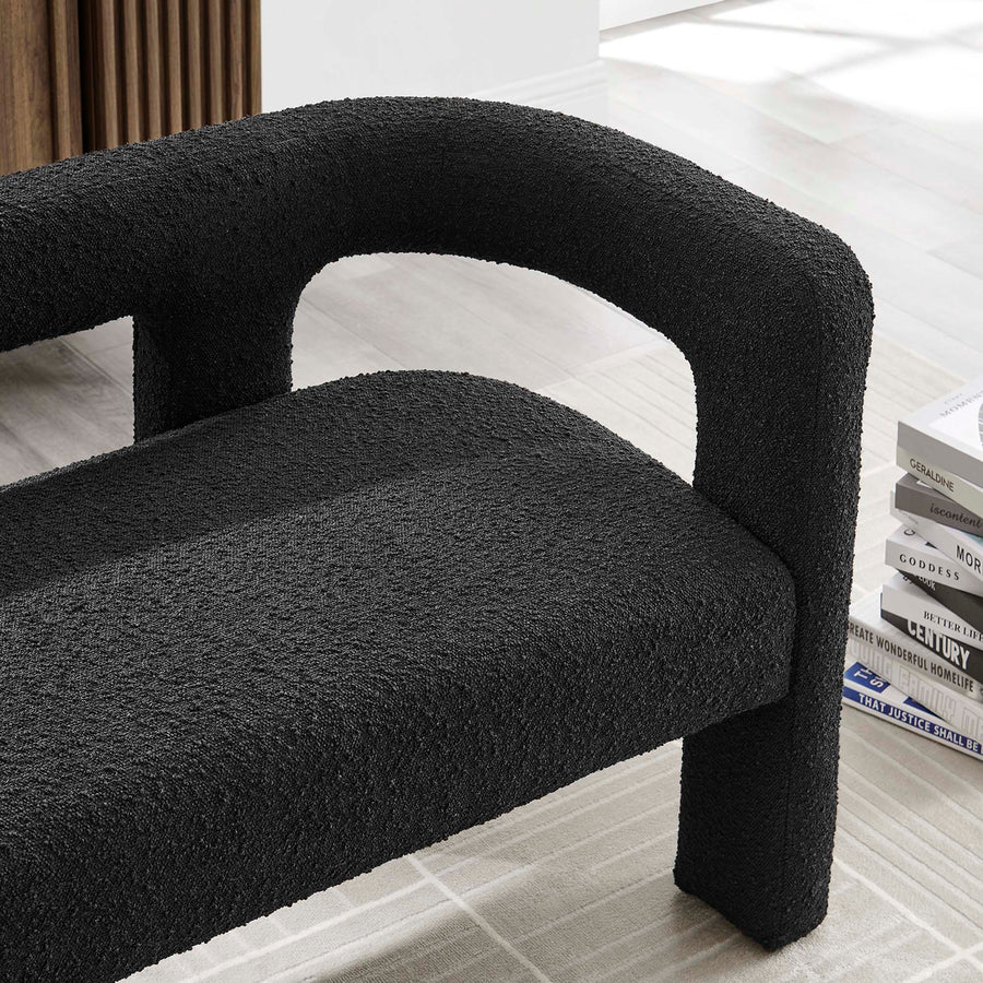 Cael Boucle Upholstered Loveseat in Black