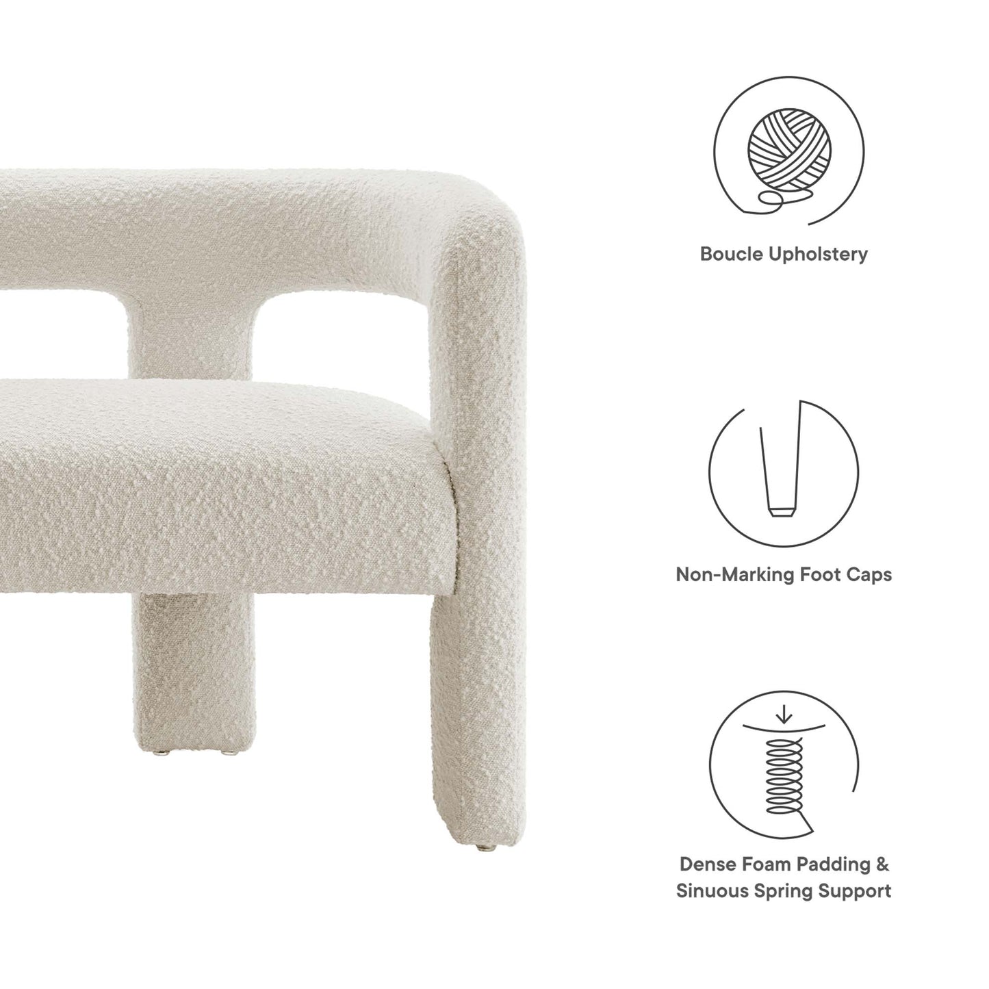 Cael Boucle Upholstered Loveseat in Ivory
